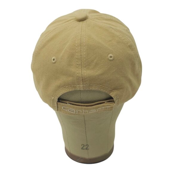 Carhartt Strapback OSFA Cap Hat Trucker Baseball Logo Patch Washed Canvas Tan - Picture 4 of 14